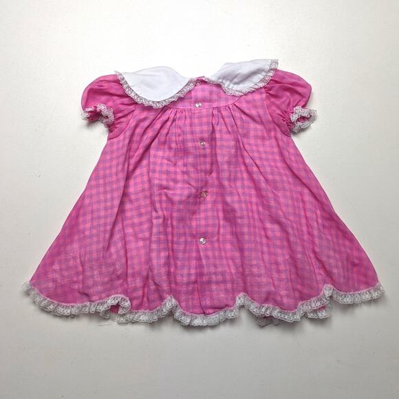 Vintage Bryan Dress Girls Size 18m Pink Semi Sheer Plaid Frilly Twirly - Picture 6 of 8